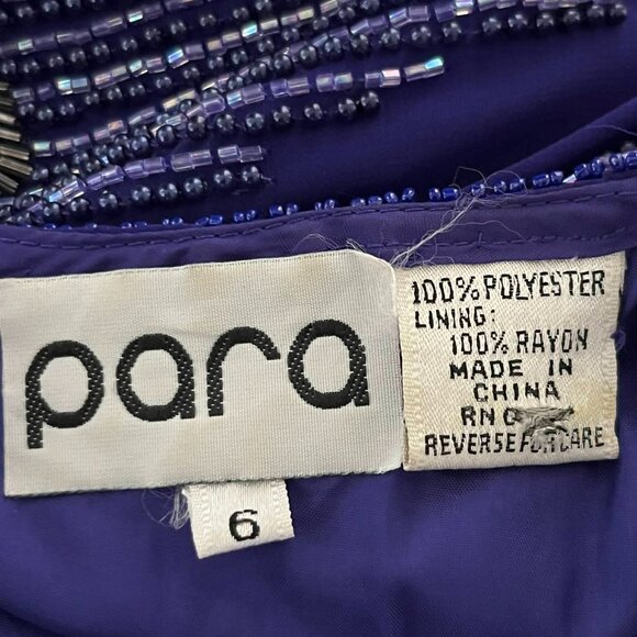 Vintage Para Purple Beaded and Sequin Midi Dress with a Sheer Layered size 6 - Picture 6 of 7